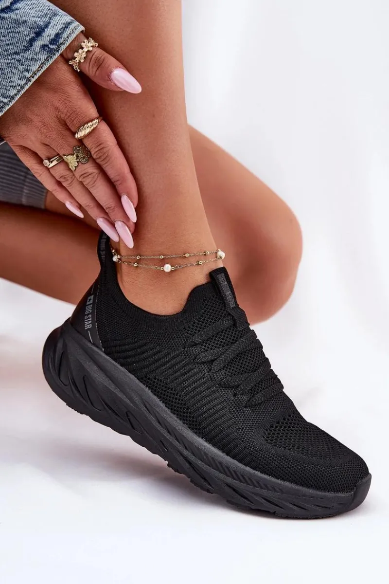 Discount Wsuwane Lekkie Buty Sportowe Damskie Big Star RR274A132 HI-POLY SYSTEM Czarne Damskie Buty Sportowe Big Star|Sneakersy Damskie