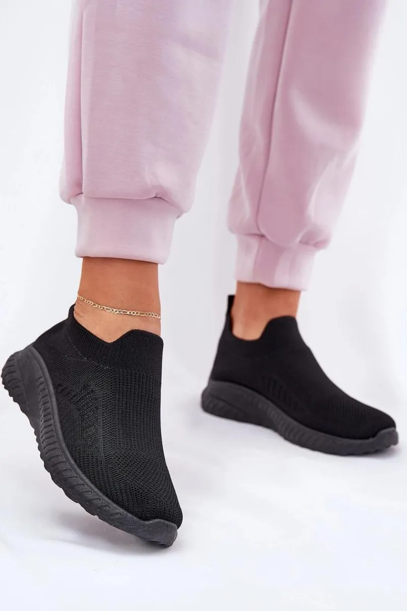 New Wsuwane Materiałowe Buty Sportowe Damskie Czarne Minstina Damskie Sneakersy Damskie