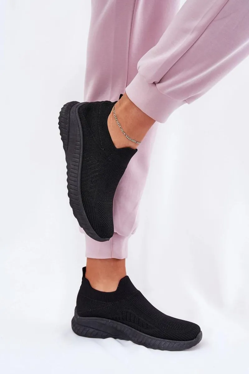 New Wsuwane Materiałowe Buty Sportowe Damskie Czarne Minstina Damskie Sneakersy Damskie