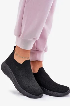 New Wsuwane Materiałowe Buty Sportowe Damskie Czarne Minstina Damskie Sneakersy Damskie