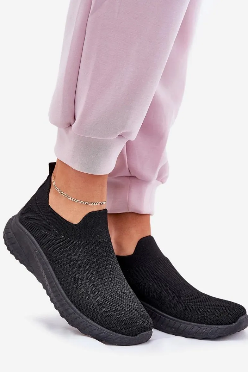 New Wsuwane Materiałowe Buty Sportowe Damskie Czarne Minstina Damskie Sneakersy Damskie