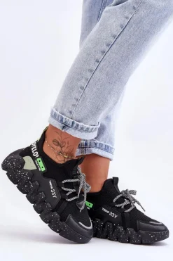 Buty Sportowe Na Platformie|Sneakersy Damskie>Boto Wsuwane Modne Sneakersy Czarne Evolution