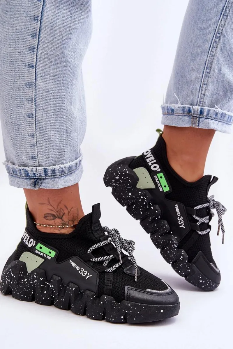 Buty Sportowe Na Platformie|Sneakersy Damskie>Boto Wsuwane Modne Sneakersy Czarne Evolution