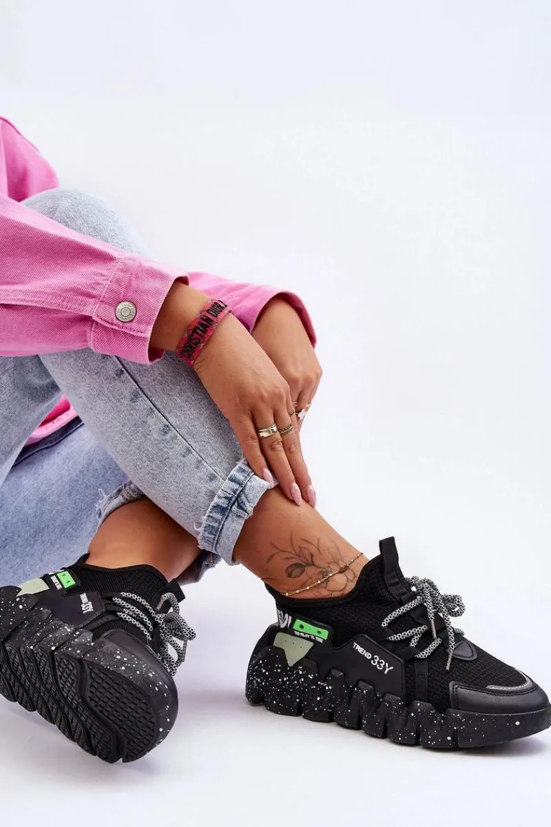 Buty Sportowe Na Platformie|Sneakersy Damskie>Boto Wsuwane Modne Sneakersy Czarne Evolution