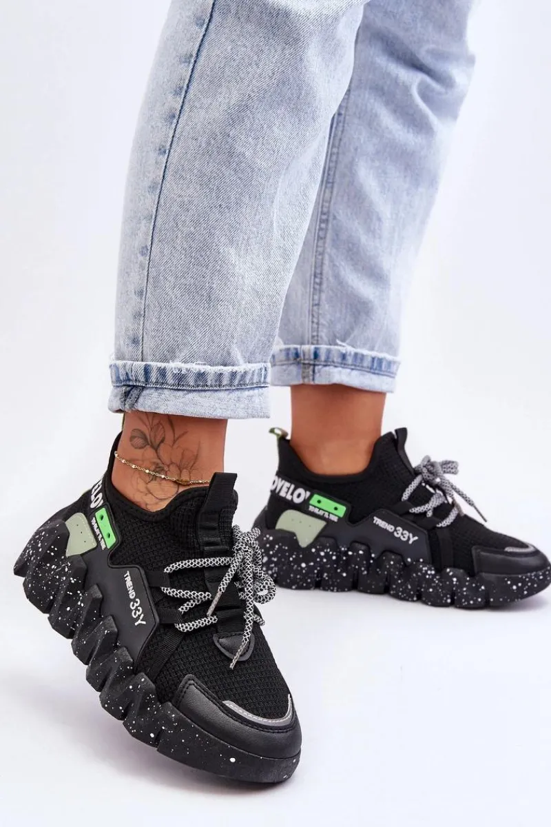 Buty Sportowe Na Platformie|Sneakersy Damskie>Boto Wsuwane Modne Sneakersy Czarne Evolution