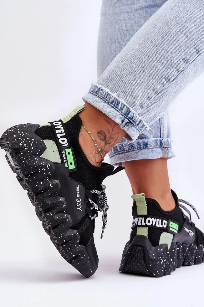 Buty Sportowe Na Platformie|Sneakersy Damskie>Boto Wsuwane Modne Sneakersy Czarne Evolution