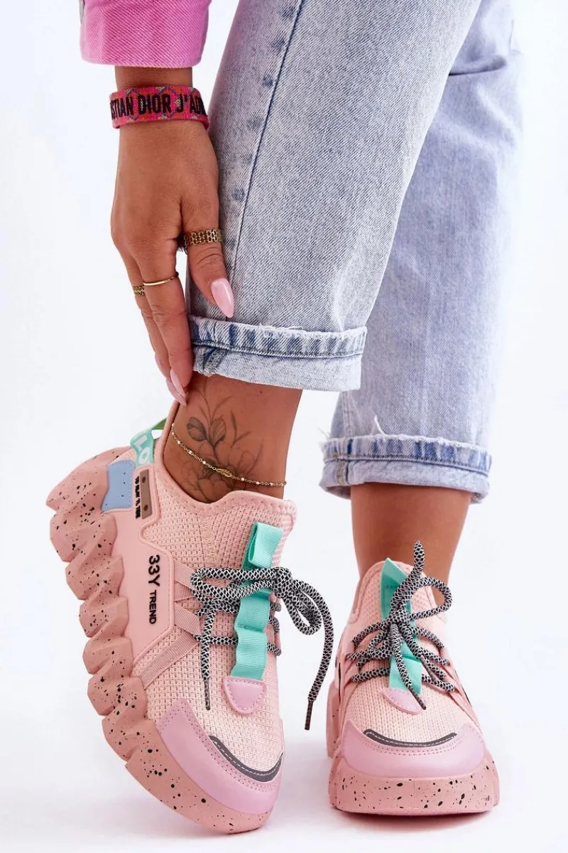 Buty Sportowe Na Platformie|Sneakersy Damskie>Boto Wsuwane Modne Sneakersy Jasnoróżowe Evolution