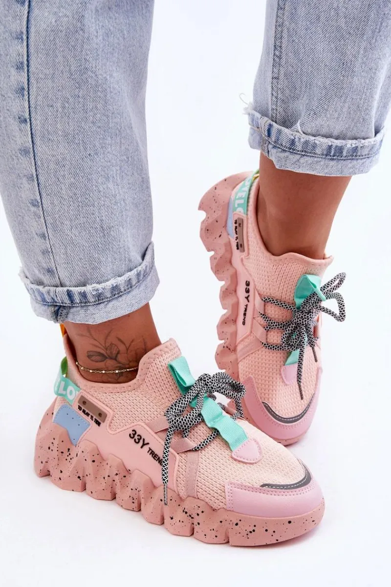 Buty Sportowe Na Platformie|Sneakersy Damskie>Boto Wsuwane Modne Sneakersy Jasnoróżowe Evolution