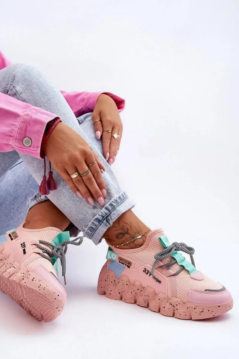 Buty Sportowe Na Platformie|Sneakersy Damskie>Boto Wsuwane Modne Sneakersy Jasnoróżowe Evolution