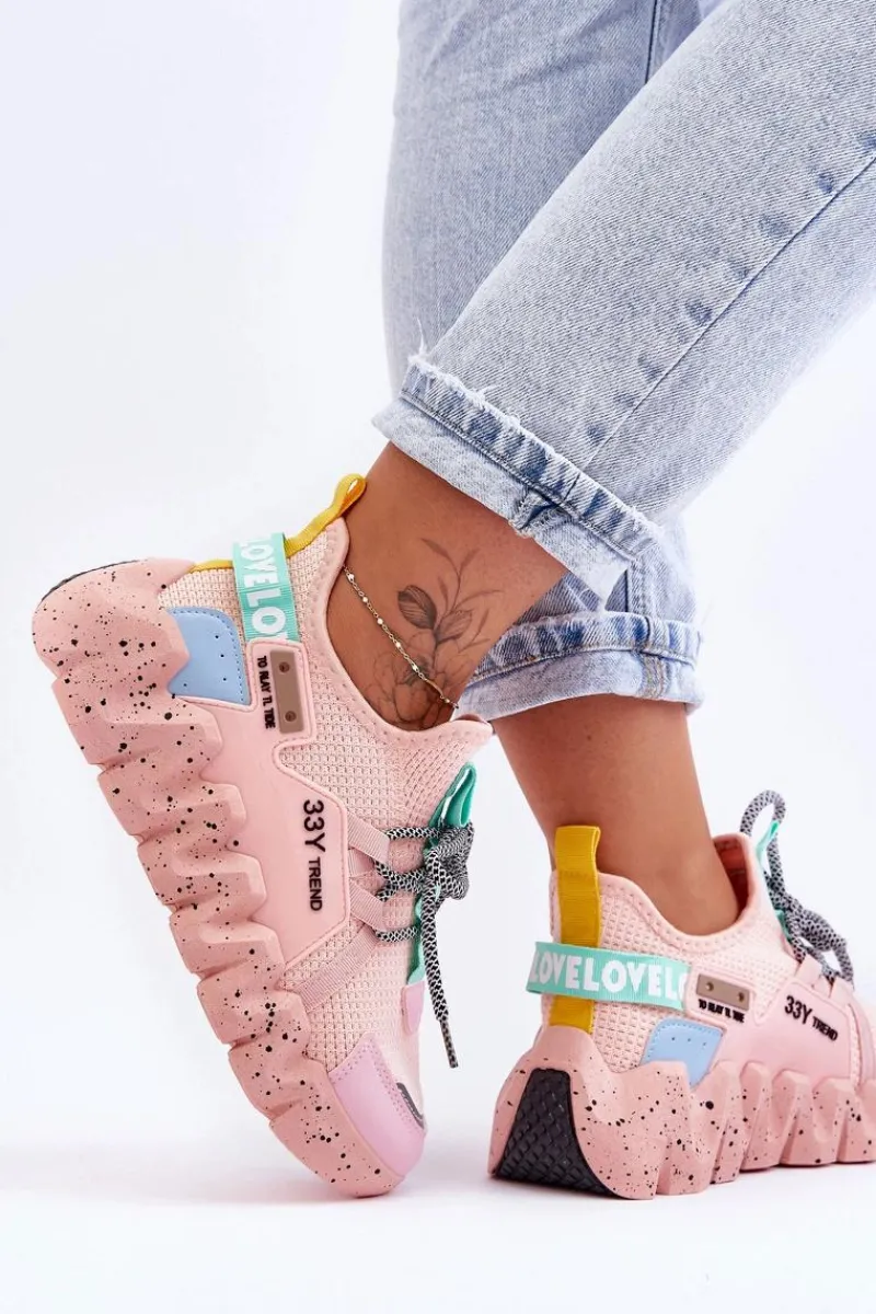 Buty Sportowe Na Platformie|Sneakersy Damskie>Boto Wsuwane Modne Sneakersy Jasnoróżowe Evolution