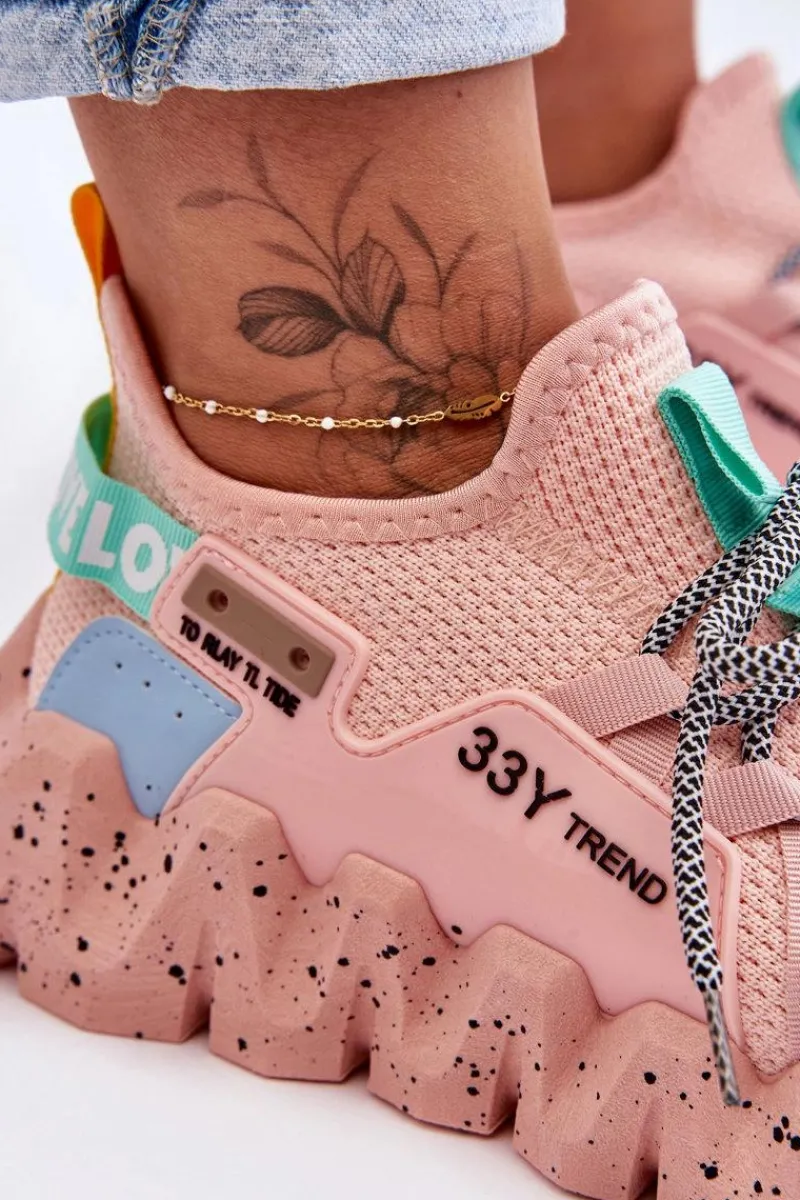 Buty Sportowe Na Platformie|Sneakersy Damskie>Boto Wsuwane Modne Sneakersy Jasnoróżowe Evolution