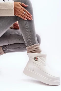 Best Boto Wsuwane Śniegowce Damskie Na Platformie Białe Gattea