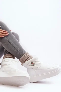 Best Boto Wsuwane Śniegowce Damskie Na Platformie Białe Gattea