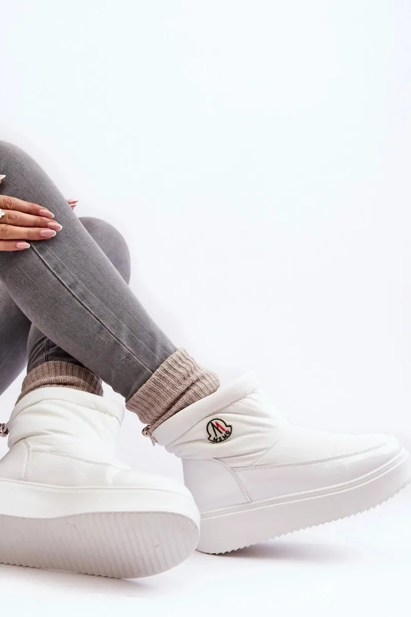 Best Boto Wsuwane Śniegowce Damskie Na Platformie Białe Gattea