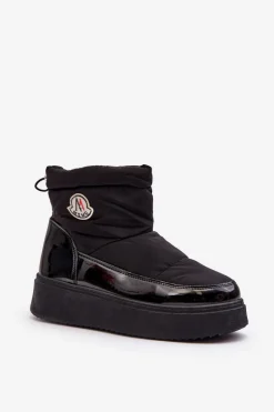 Discount Boto Wsuwane Śniegowce Damskie Na Platformie Czarne Gattea Czarny
