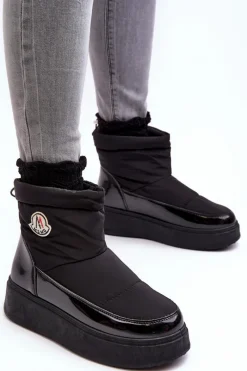 Discount Boto Wsuwane Śniegowce Damskie Na Platformie Czarne Gattea Czarny