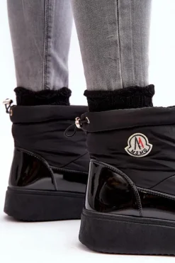 Discount Boto Wsuwane Śniegowce Damskie Na Platformie Czarne Gattea Czarny