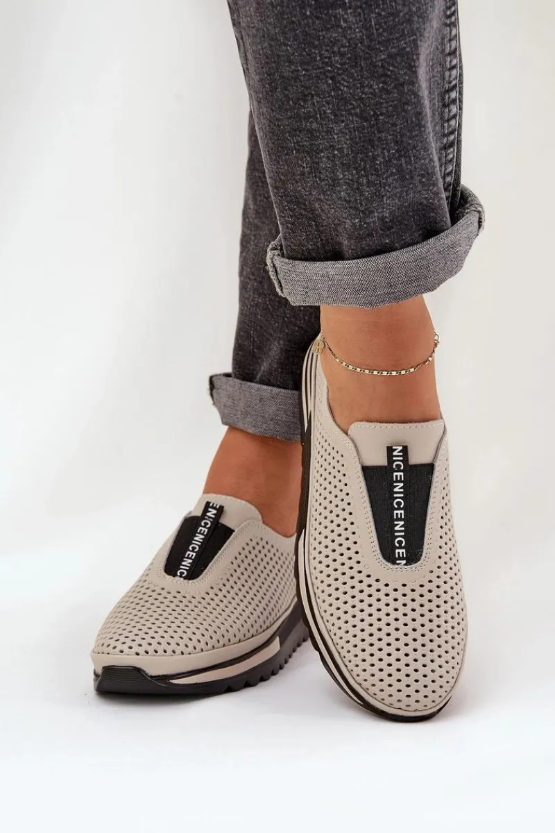 Półbuty Skórzane>Damskie buty S.Barski Wsuwane Półbuty Damskie Z Naturalnej Skóry S.Barski LR51-672 Beżowe