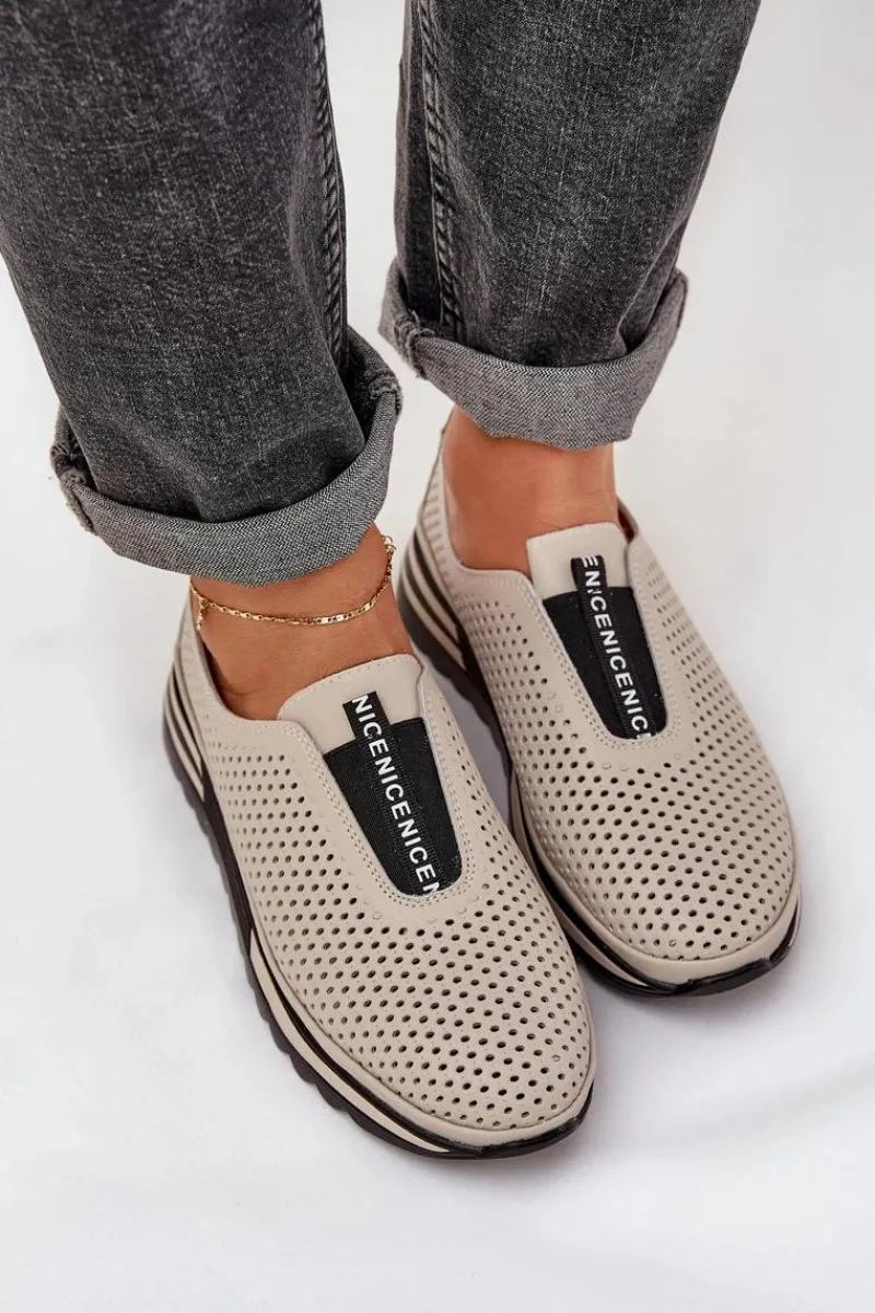 Półbuty Skórzane>Damskie buty S.Barski Wsuwane Półbuty Damskie Z Naturalnej Skóry S.Barski LR51-672 Beżowe