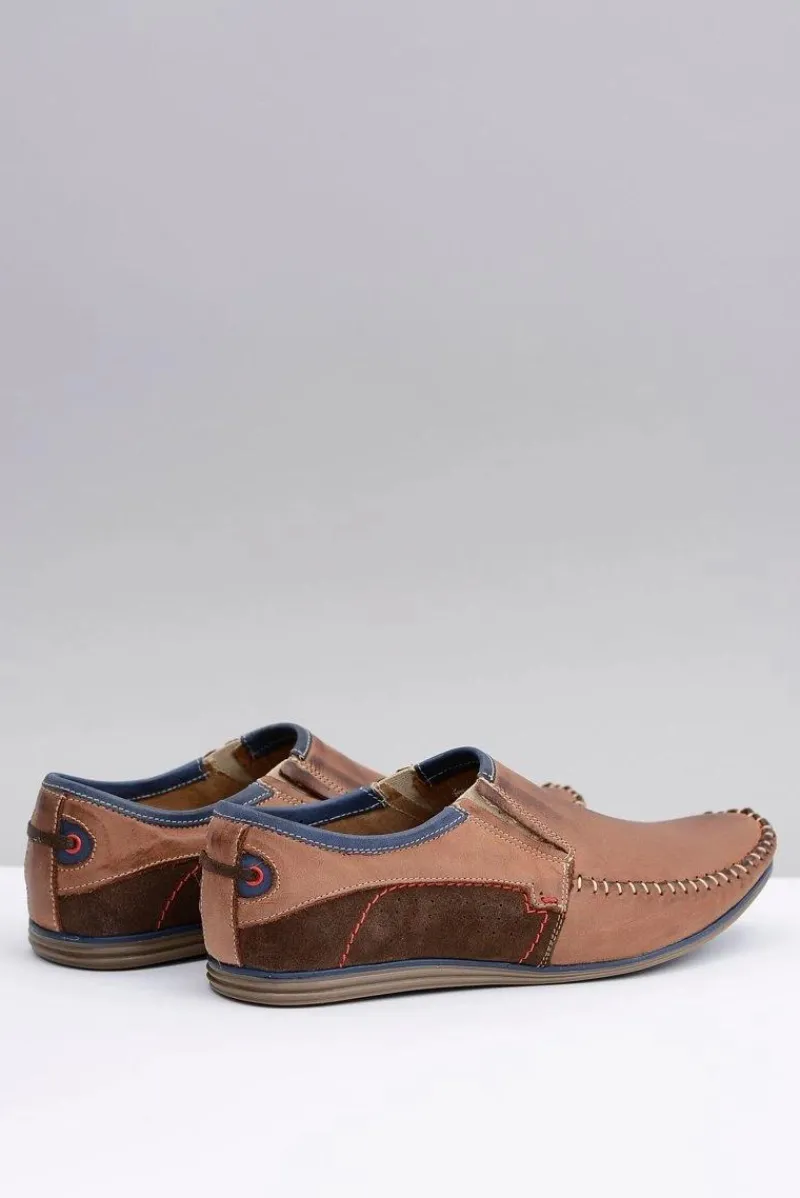 Boto Wsuwane Polskie Męskie Mokasyny Skóra Brąz Teodoro