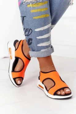 Hot Wsuwane Sandały Na Koturnie Pomarańczowe Zoey Damskie Sandały Na Koturnie|Sandały Płaskie