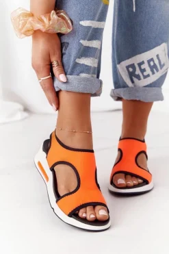 Hot Wsuwane Sandały Na Koturnie Pomarańczowe Zoey Damskie Sandały Na Koturnie|Sandały Płaskie