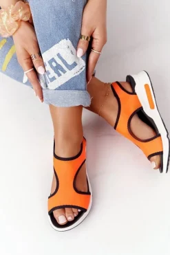 Hot Wsuwane Sandały Na Koturnie Pomarańczowe Zoey Damskie Sandały Na Koturnie|Sandały Płaskie