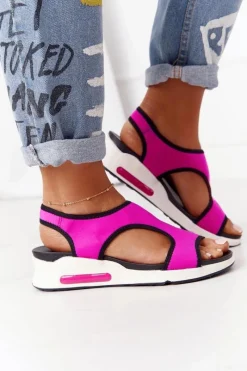 Discount Damskie buty S.Barski Wsuwane Sandały Na Koturnie Fuksja Zoey