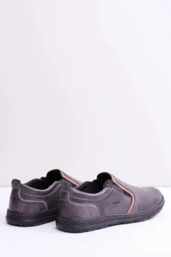 Best Wsuwane Skórzane Męskie Półbuty Leonidas Szare Męskie Półbuty Casual