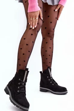 Czarne Botki|Botki Płaskie>Boto Wsuwane Zamszowe Botki Damskie Ze Zdobieniem Czarne Plesca