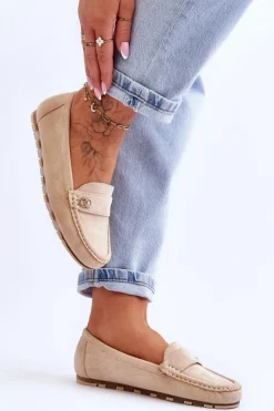 Best Boto Wsuwane Zamszowe Mokasyny Beżowe Castelo