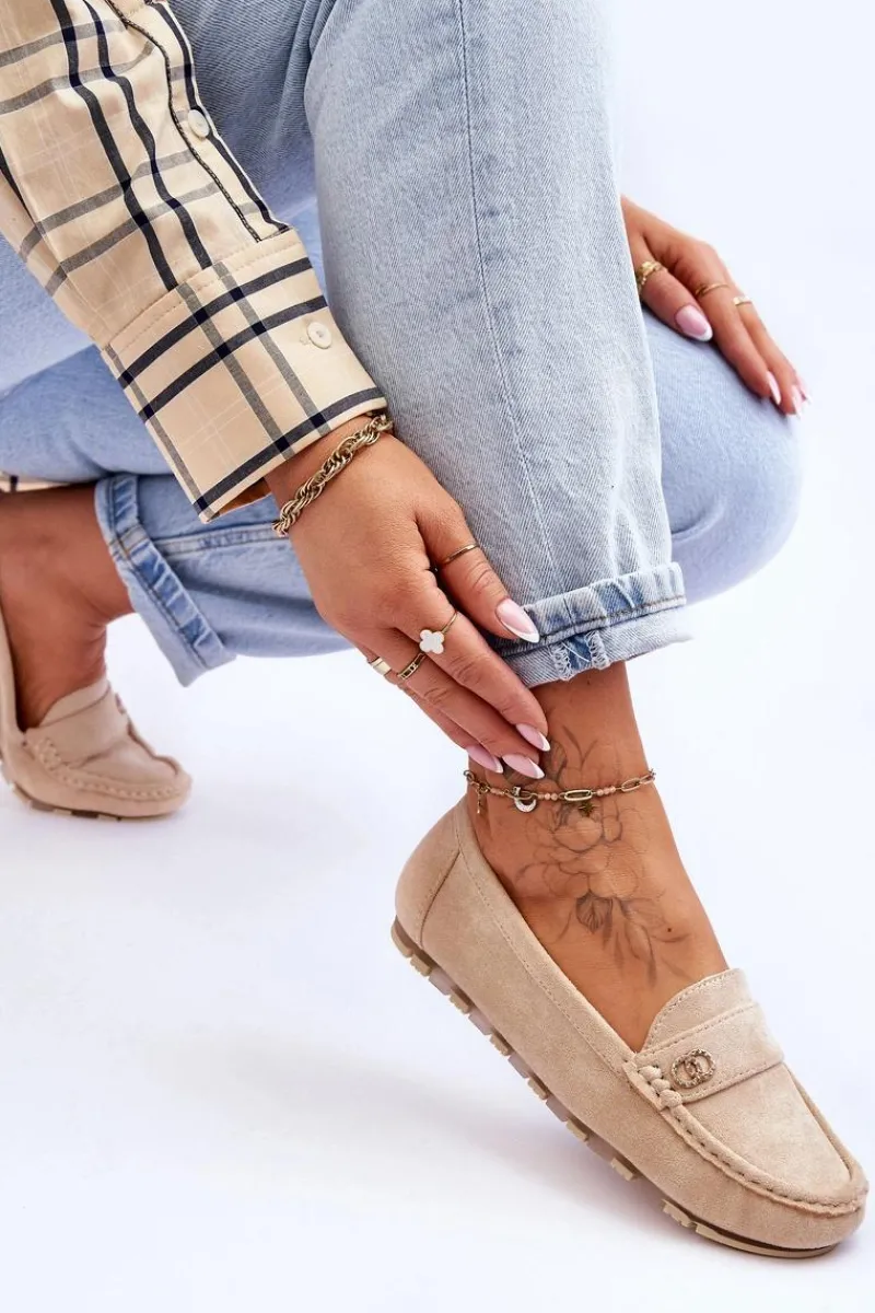 Best Boto Wsuwane Zamszowe Mokasyny Beżowe Castelo