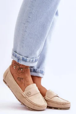 Best Boto Wsuwane Zamszowe Mokasyny Beżowe Castelo