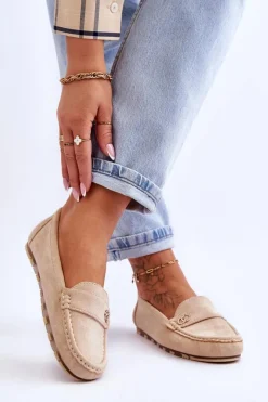 Best Boto Wsuwane Zamszowe Mokasyny Beżowe Castelo