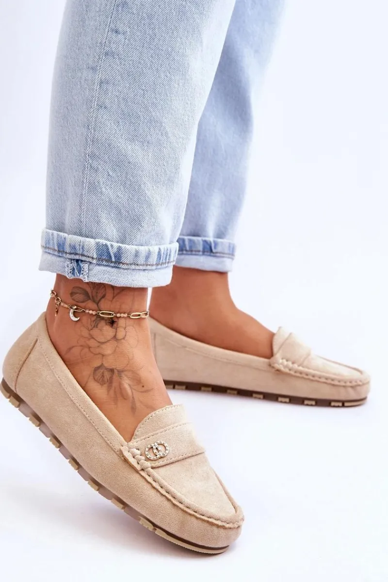 Best Boto Wsuwane Zamszowe Mokasyny Beżowe Castelo