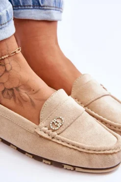 Best Boto Wsuwane Zamszowe Mokasyny Beżowe Castelo