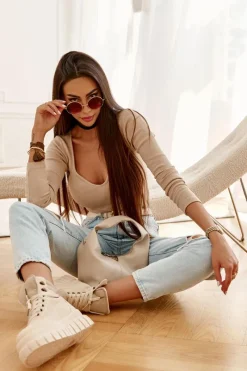 Botki Sznurowane|Brązowe I Beżowe Botki>Boto Wygodne Botki Na Platformie Beżowe Sanchio