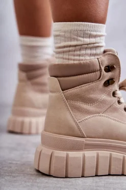 Botki Sznurowane|Brązowe I Beżowe Botki><noscript><img width=