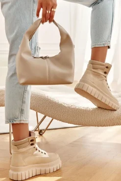 Botki Sznurowane|Brązowe I Beżowe Botki><noscript><img width=