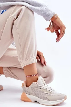 Outlet Big Star Shoes Wygodne Buty Sportowe Memory Foam System Big Star LL274336 Beżowe Beżowy