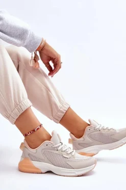 Outlet Big Star Shoes Wygodne Buty Sportowe Memory Foam System Big Star LL274336 Beżowe Beżowy