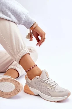 Outlet Big Star Shoes Wygodne Buty Sportowe Memory Foam System Big Star LL274336 Beżowe Beżowy