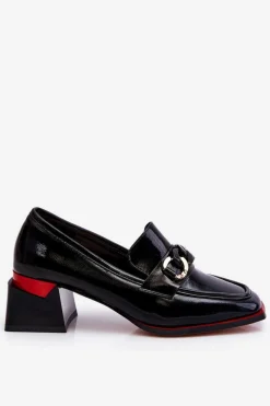 Hot Wygodne Czółenka Na Niskim Obcasie Czarne Valenti Damskie Czółenka Na Słupku|Czółenka Klasyczne