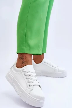 Sneakersy Damskie></noscript>Boto Wygodne Damskie Buty Sportowe Na Platformie Białe Devan