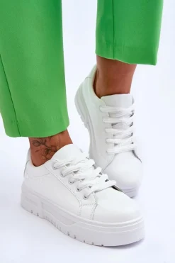 Sneakersy Damskie></noscript>Boto Wygodne Damskie Buty Sportowe Na Platformie Białe Devan