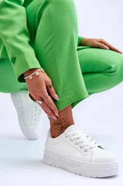 Sneakersy Damskie></noscript>Boto Wygodne Damskie Buty Sportowe Na Platformie Białe Devan