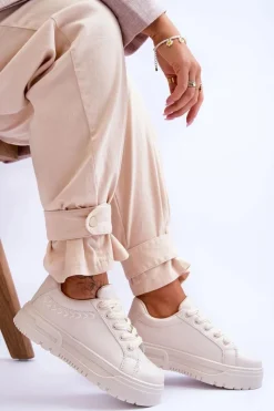 New Wygodne Damskie Buty Sportowe Na Platformie Beżowe Devan Damskie Sneakersy Damskie