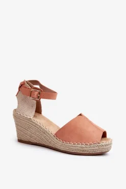 Hot Wygodne Damskie Sandały Na Koturnie Jasnoróżowe Dellia Damskie Sandały Na Koturnie