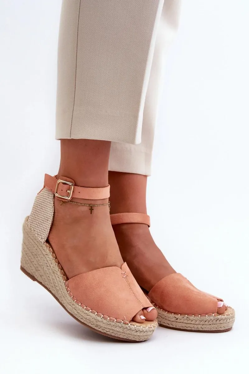 Hot Wygodne Damskie Sandały Na Koturnie Jasnoróżowe Dellia Damskie Sandały Na Koturnie