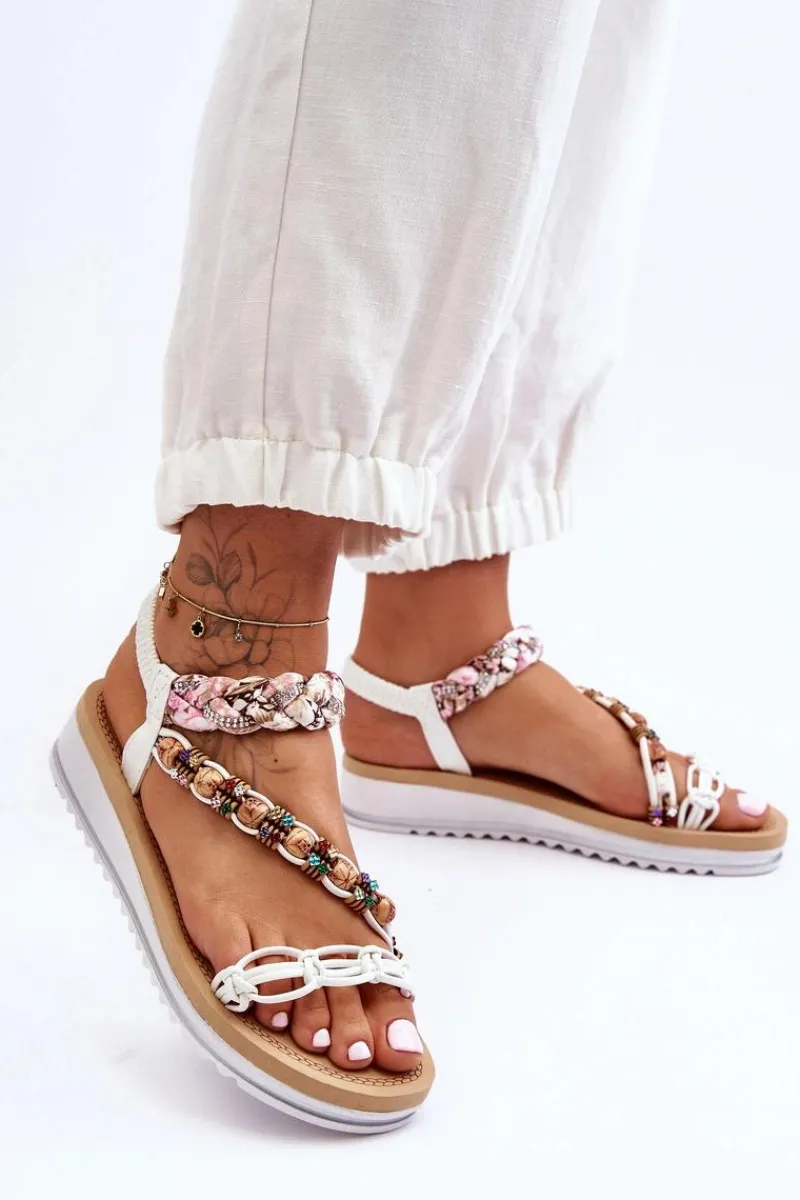 Clearance Wygodne Damskie Sandały Na Koturnie Białe Jodie Damskie Sandały Na Koturnie